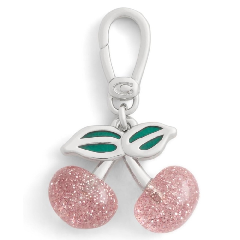 New Coach Sparkling Pink Cherry Keychain/ Charm